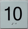 Elevator floor 10 /jamb plate floor 10  letters/Image & Grade 2 Braille - Includes Red Adhesive pad for Easy Installation - The Sensation line