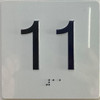 Elevator floor 11 /jamb plate floor 11  letters/Image & Grade 2 Braille - Includes Red Adhesive pad for Easy Installation - The Sensation line