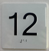 Elevator floor 12 Signage/jamb plate floor 12 Signage letters/Image & Grade 2 Braille - Includes Red Adhesive pad for Easy Installation - The Sensation line