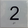 Elevator floor 2nd floor Signage/jamb plate floor 2 Signage letters/Image & Grade 2 Braille - Includes Red Adhesive pad for Easy Installation - The Sensation line