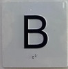 Elevator floor basement B Signage/jamb plate floor B Signage letters/Image & Grade 2 Braille - Includes Red Adhesive pad for Easy Installation - The Sensation line