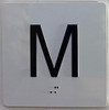 Elevator floor M  Safety Sign/jamb plate floor Mezanine  Safety Sign letters/Image & Grade 2 Braille - Includes Red Adhesive pad for Easy Installation - The Sensation line