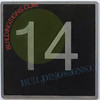 ELEVATOR FLOOR NUMBER 14 SIGN- ELEVATOR JAMB PLATE FLOOR 14 SIGN -THE IRON LINE