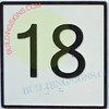 Elevator Floor Number 18  Safety Sign- Elevator JAMB Plate Floor 18  Safety Sign -The Iron LINE