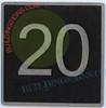 ELEVATOR FLOOR NUMBER 20 - ELEVATOR JAMB PLATE FLOOR 20  -THE IRON LINE