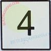 ELEVATOR FLOOR NUMBER 4 SIGN- ELEVATOR JAMB PLATE 4 SIGN -THE IRON LINE