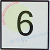 Elevator Floor Number 6 Sign- Elevator JAMB Plate Floor 6 Sign -The Iron LINE