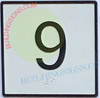 Elevator Floor Number 9 Sign- Elevator JAMB Plate Floor 9 Sign -The Iron LINE