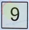 Elevator Floor Number 9  Safety Sign- Elevator JAMB Plate Floor 9  Safety Sign -The Iron LINE