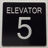 ELEVATOR FLOOR NUMBER  Safety Sign with Raised letters/Image & Grade 2 Braille - Includes Red Adhesive pad for Easy Installation - The sensation line (ELEVATOR NUMBER 5)