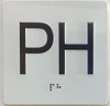 Elevator floor Penthouse -PH Signage / jamb plate floor Penthouse -PH Signage letters/Image & Grade 2 Braille - Includes Red Adhesive pad for Easy Installation - The Sensation line