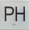 Elevator floor Penthouse -PH  Safety Sign / jamb plate floor Penthouse -PH  Safety Sign letters/Image & Grade 2 Braille - Includes Red Adhesive pad for Easy Installation - The Sensation line
