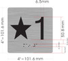 Elevator JAMB Plate with Braille - Elevator Floor Number 1 Brush SILVER (1st floor )