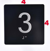 Elevator JAMB Plate with Braille - Elevator Floor Number Brush BLACK (3RD FLOOR )