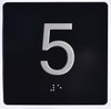 Elevator JAMB Plate with Braille - Elevator Floor Number Brush BLACK (5TH FLOOR )
