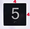 Elevator JAMB Plate with Braille - Elevator Floor Number Brush BLACK (5TH FLOOR )
