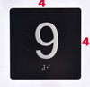 Elevator JAMB Plate with Braille - Elevator Floor Number Brush BLACK (9th Floor )