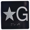 Elevator JAMB Plate with Braille - Elevator Floor Number Brush BLACK (STAR G - GROUND EXIT)