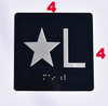 Elevator JAMB Plate with Braille - Elevator Floor Number Brush BLACK (STAR L - LOBBY EXIT )