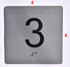 Elevator JAMB Plate with Braille - Elevator Floor Number Brush SILVER (3rd Floor )
