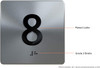 Elevator JAMB Plate with Braille - Elevator Floor Number Brush SILVER (8th floor )