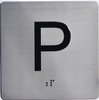 Elevator JAMB Plate with Braille - Elevator Floor Number Brush SILVER (P- PARKING )