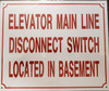 Elevator Main Line Disconnect Switch Located In Basement