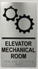 ELEVATOR MECHANICAL ROOM  Raised letters, RAISED IMAGE & Grade 2 Braille - Includes Red Adhesive pad for Easy Installation - The Sensation line