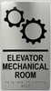 ELEVATOR MECHANICAL ROOM  Safety Sign Raised letters, RAISED IMAGE & Grade 2 Braille - Includes Red Adhesive pad for Easy Installation - The Sensation line
