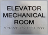 Elevator Mechanical Room  Safety Sign -Tactile Touch Braille  Safety Sign- The Sensation line
