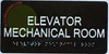 ELEVATOR MECHANICAL ROOM  Safety Sign with Raised Tactile Graphics and Letters -The Sensation line
