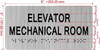ELEVATOR MECHANICAL Signage with Raised letters/Image & Grade 2 Braille - Includes Red Adhesive pad for Easy Installation - The park Ave Line