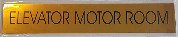 Elevator Motor Room  - Gold Background With Self Adhesive Sticker For Indoor Use