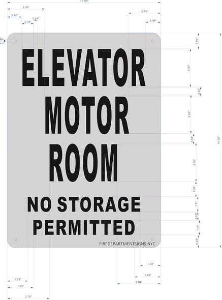 Elevator Motor Room Sign Potere d'argento Line