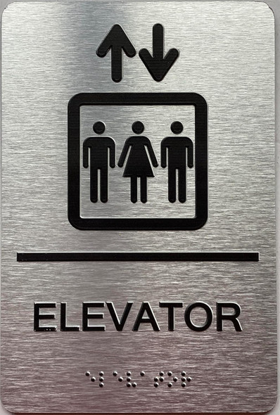 Elevator number  with Raised letters/Image & Grade 2 Braille - Includes Red Adhesive pad for Easy Installation - The park Ave Line (ELEAVTOR)