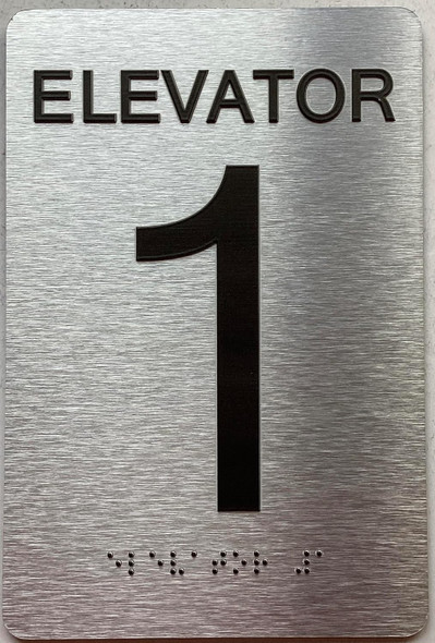Elevator number  with Raised letters/Image & Grade 2 Braille - Includes Red Adhesive pad for Easy Installation - The park Ave Line (ELEVATOR 1)
