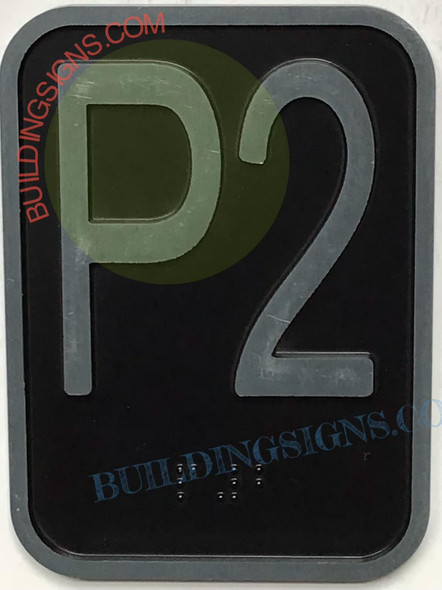 ELEVATOR PARKING 2 SIGN- ELEVATOR JAMB PLATE PARKING FLOOR 2 SIGN -THE IRON LINE
