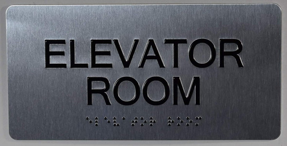 Elevator Room Sign Silver-Tactile Touch Braille Sign - The Sensation line