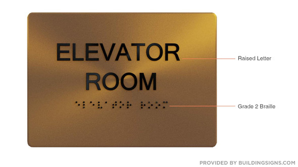 Elevator Room Sign-Antique Brass Gold The Sensation line