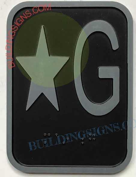 ELEVATOR STAR G SIGN- ELEVATOR JAMB PLATE STAR G SIGN -THE IRON LINE