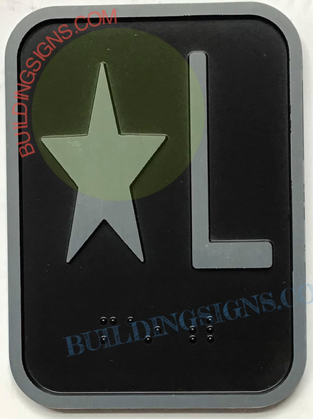 ELEVATOR STAR L SIGN- ELEVATOR JAMB PLATE STAR L SIGN -THE IRON LINE