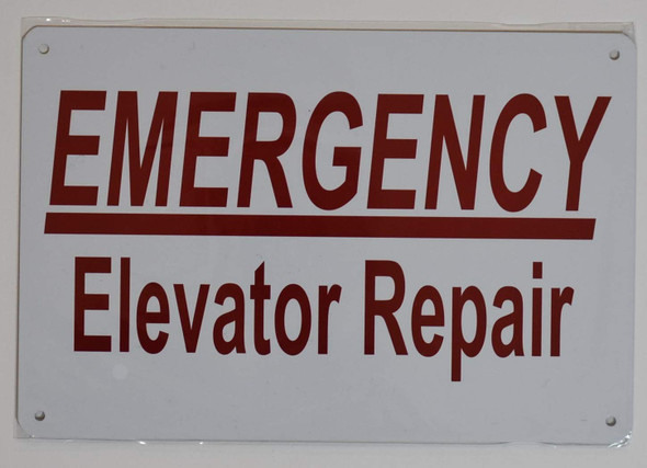 Emergency Elevator Repair Sign