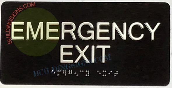 EMERGENCY EXIT  with Raised Tactile Graphics and Letters -The Sensation line