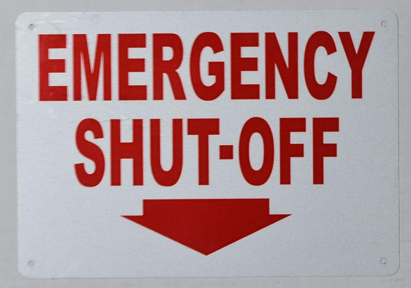 Emergency Shut-Off Arrow Down Sign