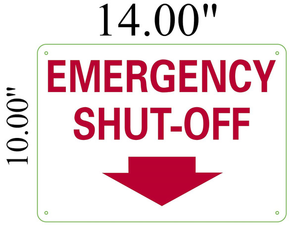 Emergency Shut-Off Sign with Arrow Down