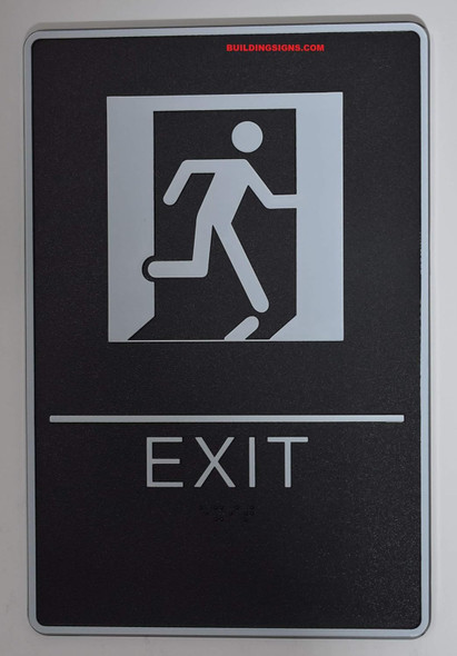 Exit Sign Braille Sign With Raised Tactile Graphics And Letters - The Standardline