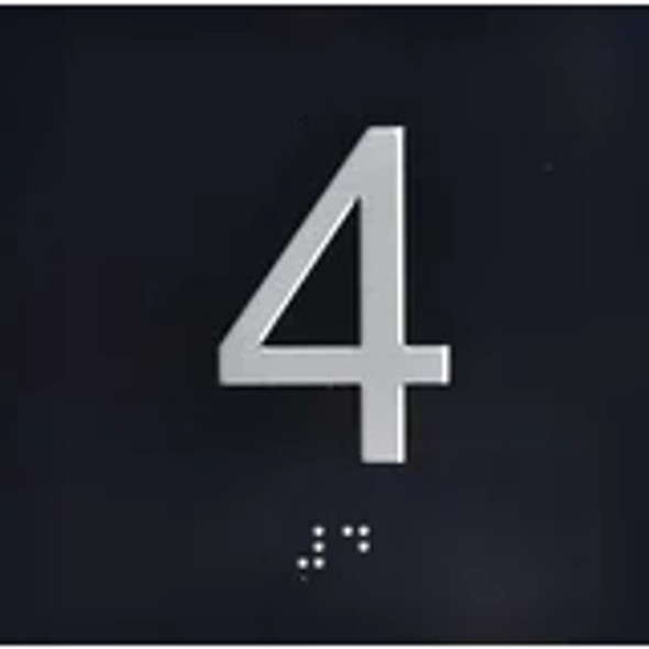 Elevator jamb plate floor 4 black sign