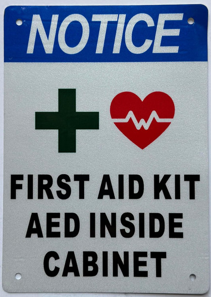 FIRST AID KIT AND AED INSIDE CABIENT