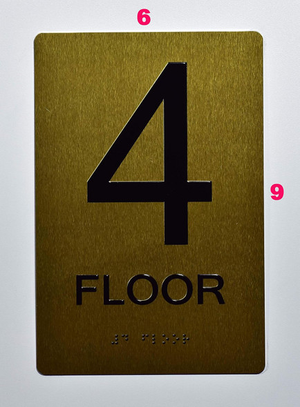 Floor 4 Sign- 4th Floor Sign- Gold The Sensation line