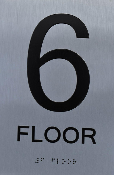 Floor Number  Tactile Graphics Grade 2 Braille Text With Raised Letters Aluminum, Safety  For Office, School Hospital,Brush Silver (Sensation Line)